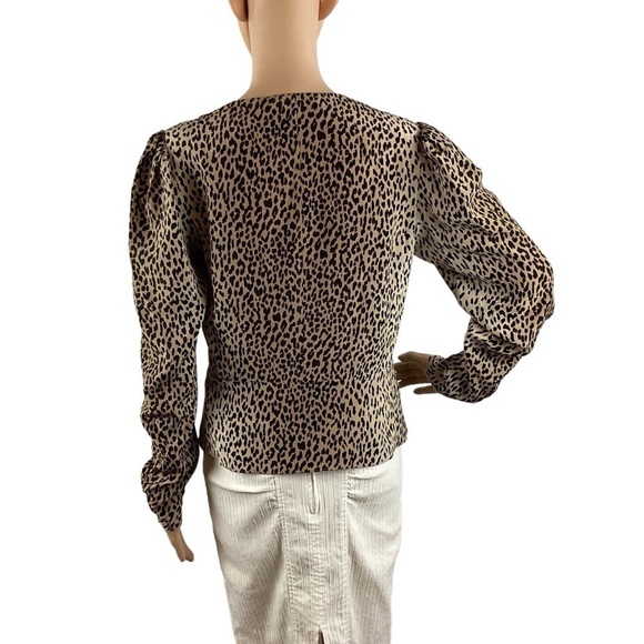 FRAME Leopard Print Silk Peplum Blouse Size S - Picture 5 of 7